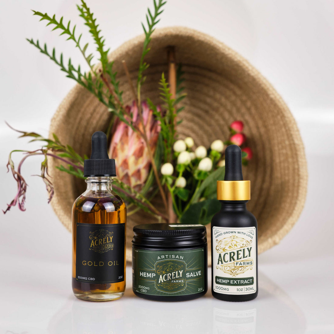 CBD Gift Set with Hemp Basket from Acrely Farms