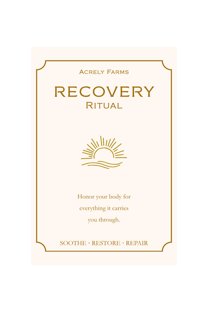A square cream-colored card or packaging design with gold border lines and gold text reading &